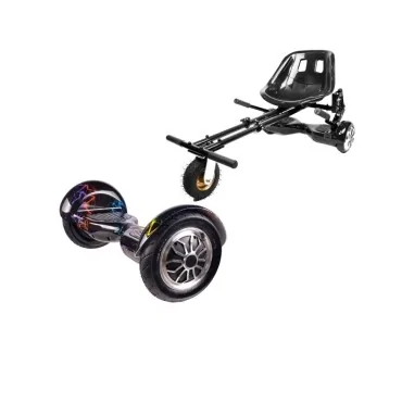 Hoverboard Go-Kart Pack, Zwart, met Dubbele Ophanging, 10 inch, OffRoad Thunderstorm 7, voor kinderen en volwassenen