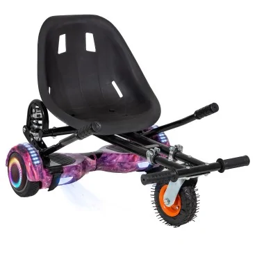 Hoverboard Go-Kart Pack, Zwart, met Dubbele Ophanging, 6.5 inch, Regular Galaxy Pink PRO 2Ah, voor kinderen en volwassenen