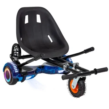 Hoverboard Go-Kart Pack, Zwart, met Dubbele Ophanging, 6.5 inch, Regular Galaxy Blue PRO 4Ah, voor kinderen en volwassenen