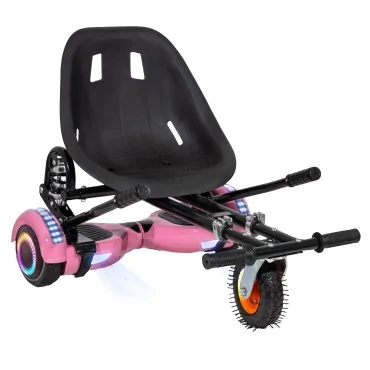 Hoverboard Go-Kart Pack, Zwart, met Dubbele Ophanging, 6.5 inch, Regular Pink PRO 4Ah, voor kinderen en volwassenen