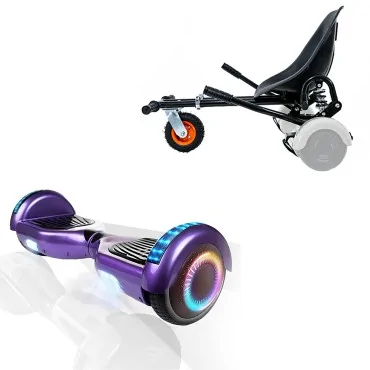 Hoverboard Go-Kart Pack, Zwart, met Dubbele Ophanging, 6.5 inch, Regular Purple PRO 4Ah, voor kinderen en volwassenen