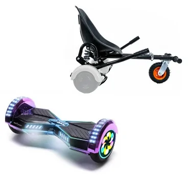 Hoverboard Go-Kart Pack, Zwart, met Dubbele Ophanging, 8 inch, Transformers Dakota PRO 4Ah, voor kinderen en volwassenen