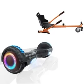 6.5 inch Hoverboard met Standaard Hoverkart, Regular Carbon PRO, Verlengde Afstand en Oranje Hoverkart, Smart Balance