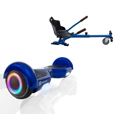 6.5 inch Hoverboard met Standaard Hoverkart, Regular Blue PowerBoard PRO, Verlengde Afstand en Blauw Hoverkart, Smart Balance