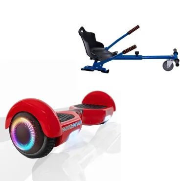 6.5 inch Hoverboard met Standaard Hoverkart, Regular Red PowerBoard PRO, Verlengde Afstand en Blauw Hoverkart, Smart Balance