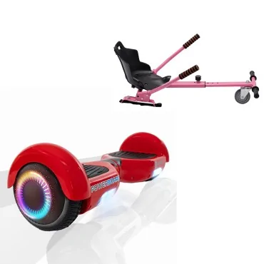 6.5 inch Hoverboard met Standaard Hoverkart, Regular Red PowerBoard PRO, Verlengde Afstand en Roze Hoverkart, Smart Balance