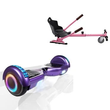 6.5 inch Hoverboard met Standaard Hoverkart, Regular Purple PRO, Verlengde Afstand en Roze Hoverkart, Smart Balance